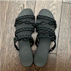 New authentic Hermes riviera sandals black